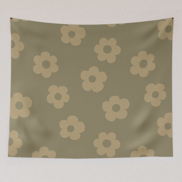 Item preview, Chunky Retro Flowers - Muted Earthy Green designed and sold by Charredsky.