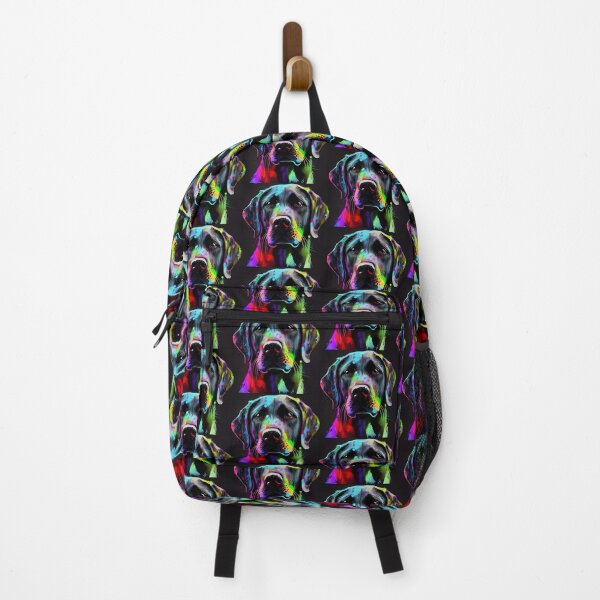 Item preview, Colorful Labrador dog portrait, black background. designed and sold by Quiki.
