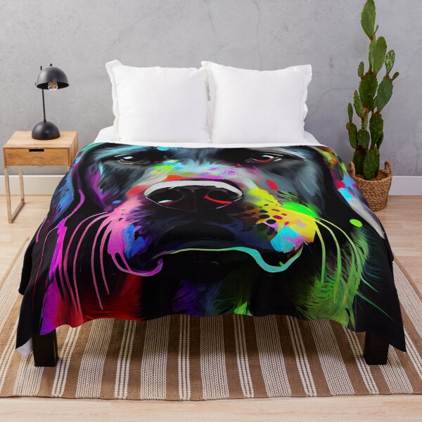 Item preview, Colorful Labrador dog portrait, black background. designed and sold by Quiki.