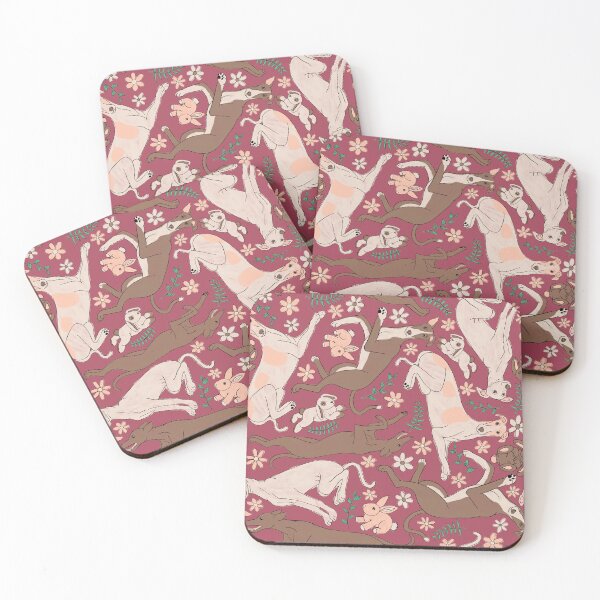 Artikelvorschau, Muster „Windhunde herumtollen“ – Windhunde und ausgestopfte Hasen – Greyhounds Pastel Spring Palette – Light Plum Burst entworfen und verkauft von EcoElsa.