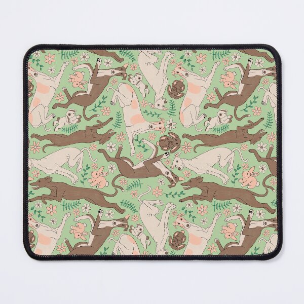 Item preview, Greyhounds Frolicking Pattern - Greyhounds & stuffed bunnies - Greyhounds Pastel Spring Palette - Spring Sprout Green designed and sold by EcoElsa.