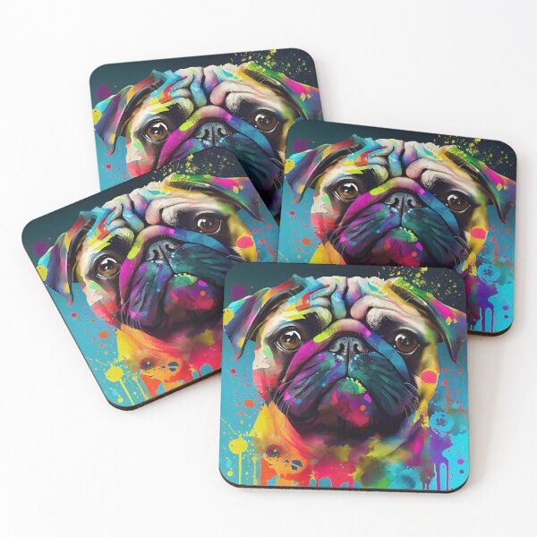 Item preview, Colorful Pug dog portrait. designed and sold by Quiki.
