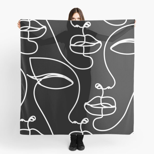 Face Outline Print Scarf