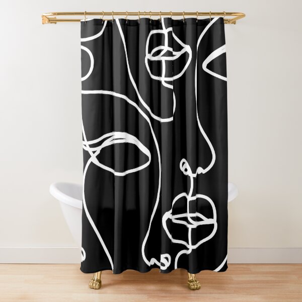 Face Outline Print Shower Curtain