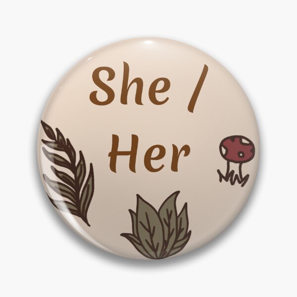 Item preview, She/her Pronoun Button designed and sold by HavenAlethea.