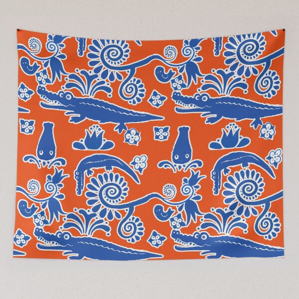 Item preview, Gator Toile Orange and Blue designed and sold by jwintercollins.
