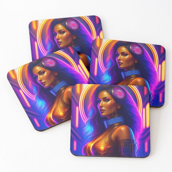 Item preview, beautiful cyberpunk synthwave neon woman designed and sold by yabutatu.