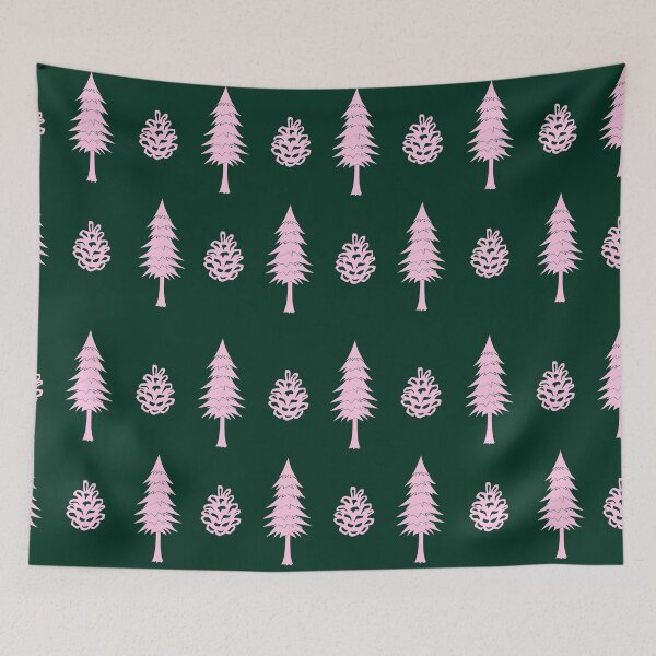 Item preview, Pine Trees, Pinecones, Pink and Green, Large Pattern designed and sold by SpruceGooseCo.