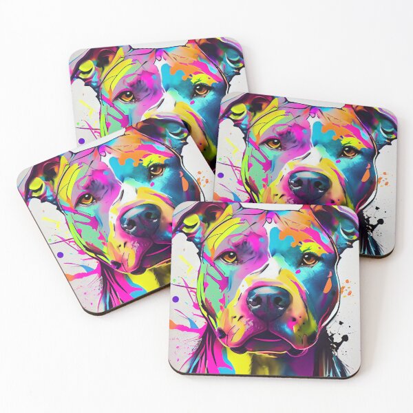 Item preview, Colorful Pitbull dog portrait designed and sold by Quiki.