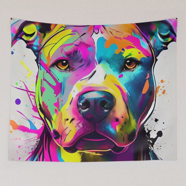 Item preview, Colorful Pitbull dog portrait designed and sold by Quiki.