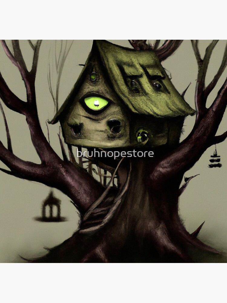 Disover Tree house brewing creepy art Premium Matte Vertical Poster