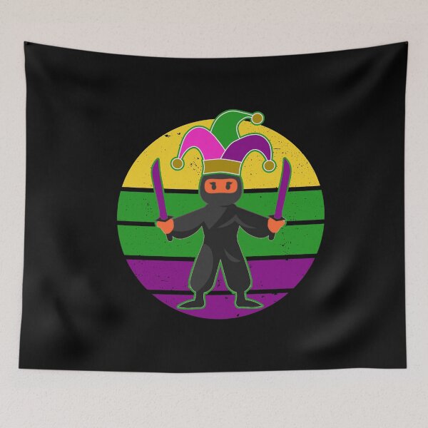 Item preview, Mardi Gras Ninja Holding Swords Funny Mardi Gras 2023 designed and sold by SharpThreadZ.