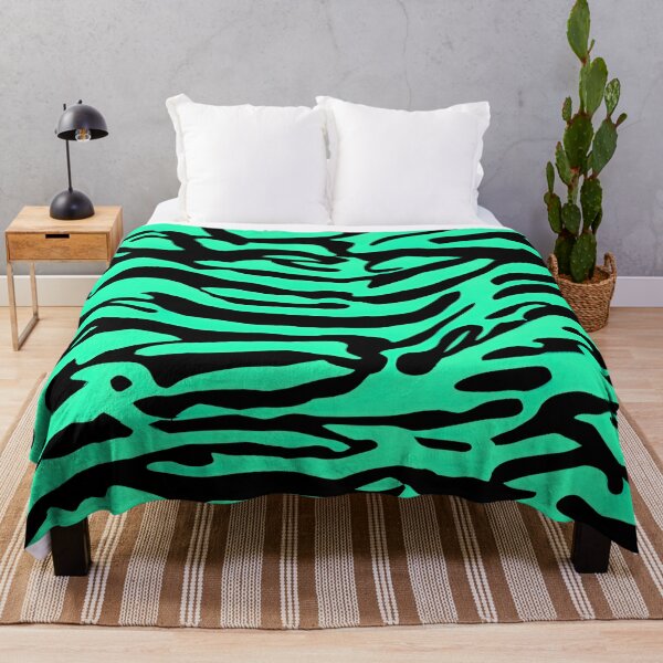 Item preview, Turquoise and Black Abstract Zebra Stripes designed and sold by asurtiumgreen.