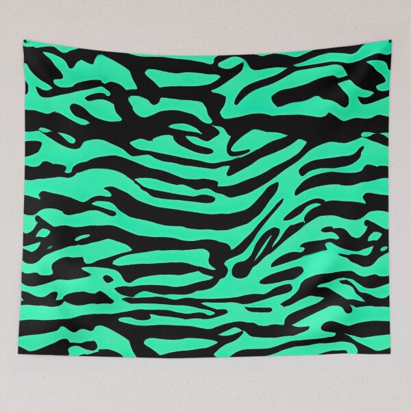 Item preview, Turquoise and Black Abstract Zebra Stripes designed and sold by asurtiumgreen.