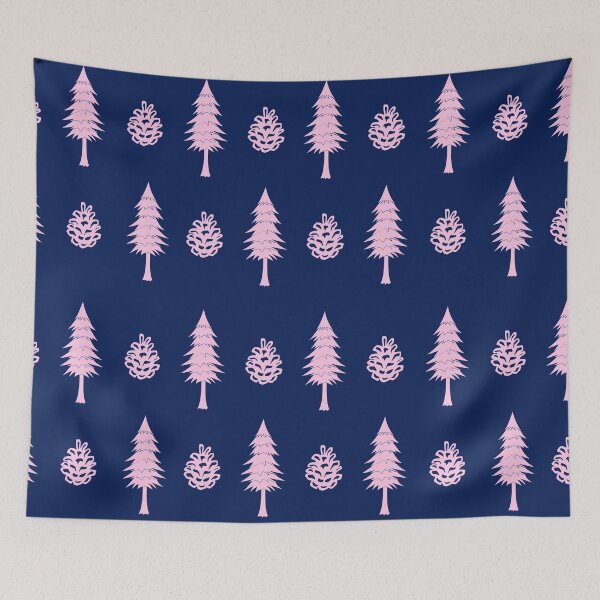 Item preview, Pine Trees, Pinecones, Pink and Blue, Large Pattern designed and sold by SpruceGooseCo.