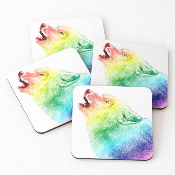 Item preview, Howling wolf head - rainbow colorized version 1 designed and sold by SylvieG18.