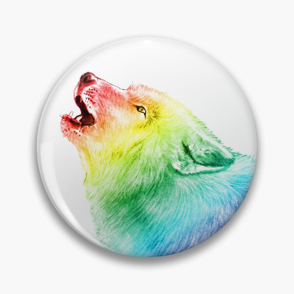 Item preview, Cabeza de lobo aullando - versión coloreada del arco iris 1 designed and sold by SylvieG18.