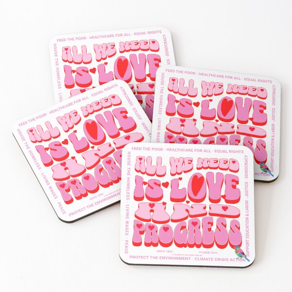 Item preview, PMD00369 Progressive Movement Designs All We Need Is Love and Progress for any day or Valentines Valentine for progressives  designed and sold by ProgressiveLeft.