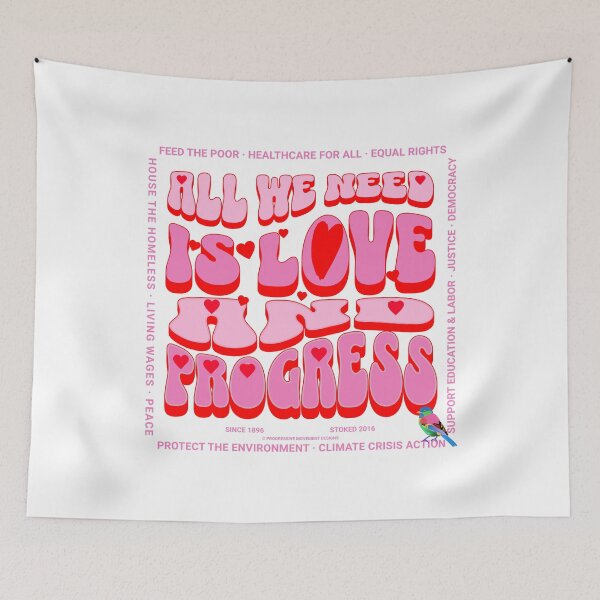 Item preview, PMD00369 Progressive Movement Designs All We Need Is Love and Progress for any day or Valentines Valentine for progressives  designed and sold by ProgressiveLeft.