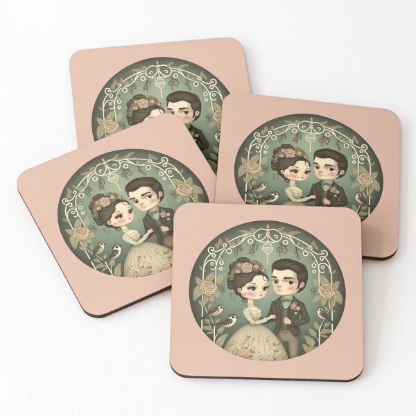 Item preview, soft sweet romantic Victorian wedding couple designed and sold by LuckyRonin.