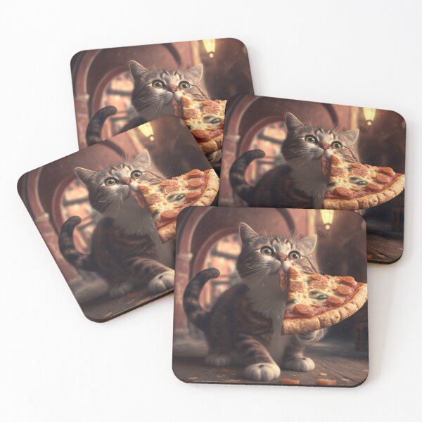 Item preview, Adorable Cat Enjoys a Slice of Pizza designed and sold by ArT-uro.