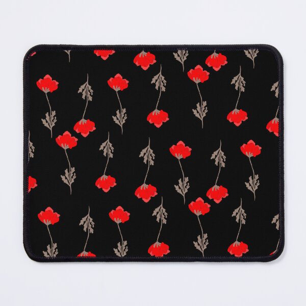 Item preview, Red poppies pattern with black background. designed and sold by LynseysArtShop.
