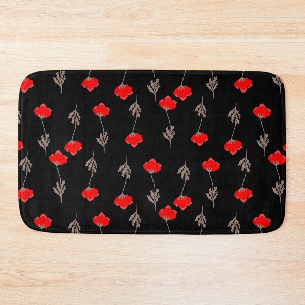 Aperçu de l'œuvre Motif de coquelicots rouges sur fond noir. créée et vendue par LynseysArtShop.