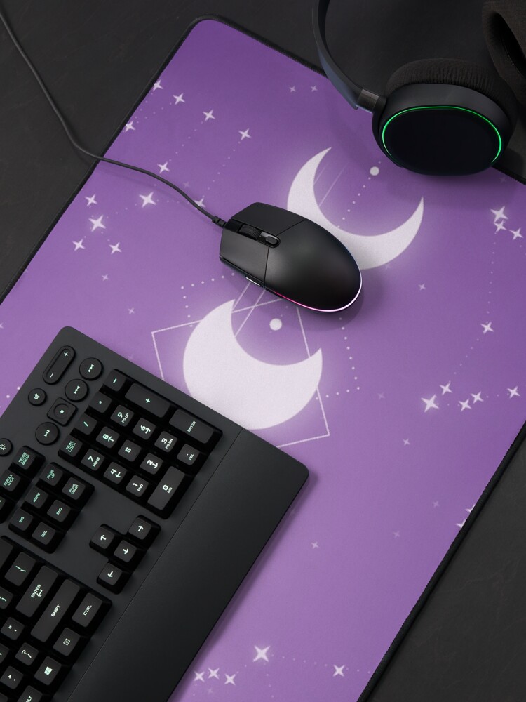 Thumbnail 4 of 5, Mouse Pad, Lunar Cycle | Purple | Moon | Zodiacs | Constellations | Stars designed and sold by NoxKitsune.