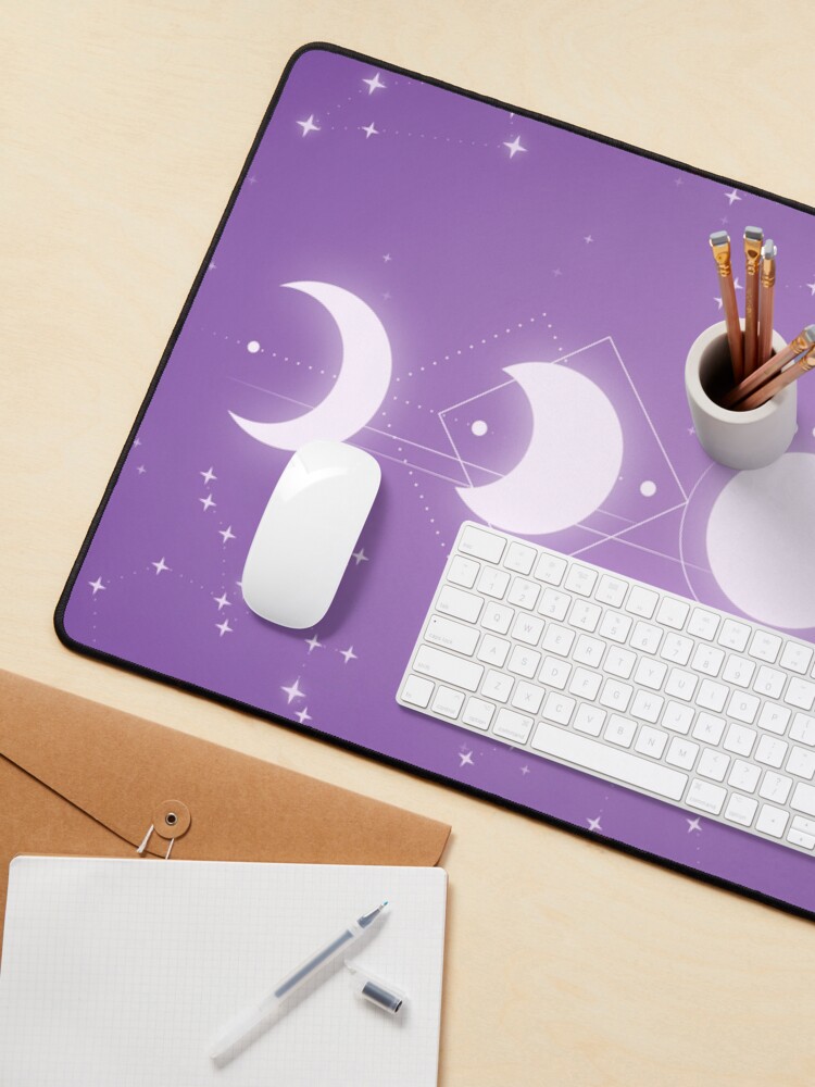 Thumbnail 3 of 5, Mouse Pad, Lunar Cycle | Purple | Moon | Zodiacs | Constellations | Stars designed and sold by NoxKitsune.