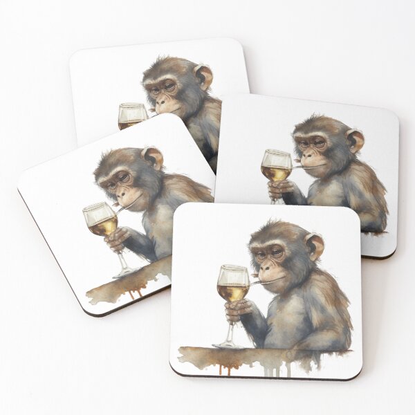 Item preview, Monkey drinks wine funny humorous logo designed and sold by FreewayPrint.