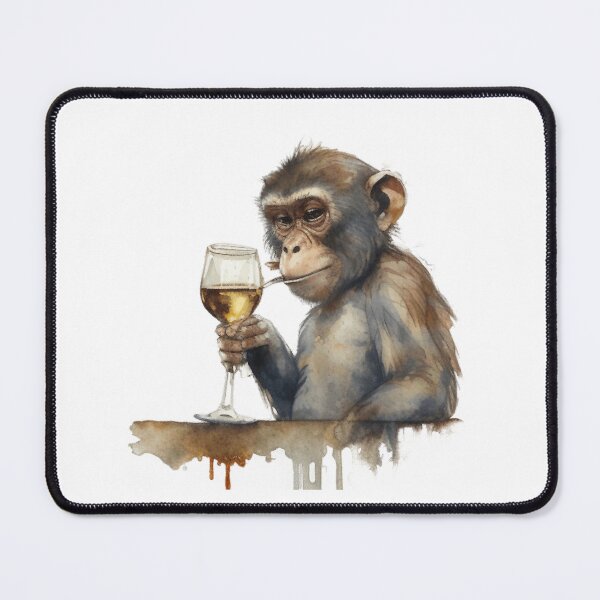 Item preview, Monkey drinks wine funny humorous logo designed and sold by FreewayPrint.