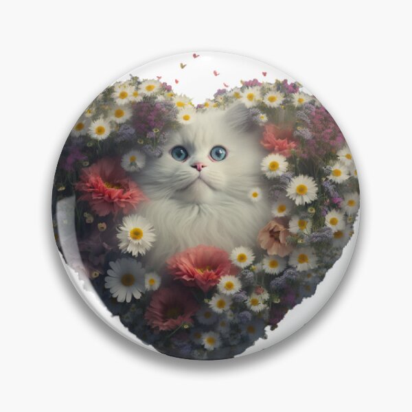 Item preview, A White Cat in Heart of roses  designed and sold by BISJOU.
