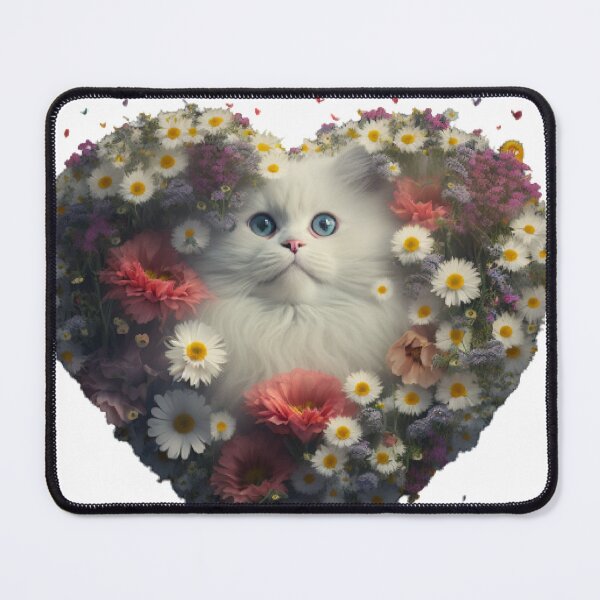 Item preview, A White Cat in Heart of roses designed and sold by BISJOU.