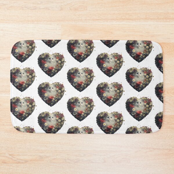 Item preview, A White Cat in Heart of roses  designed and sold by BISJOU.