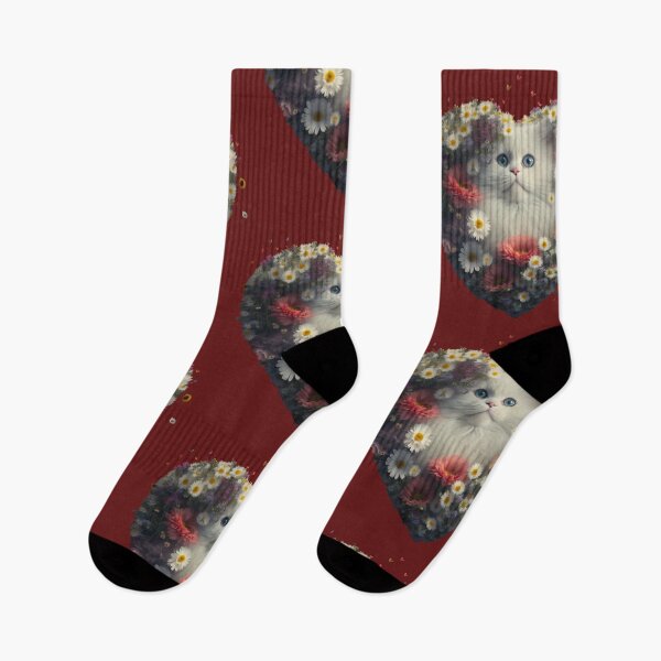 Item preview, A White Cat in Heart of roses  designed and sold by BISJOU.