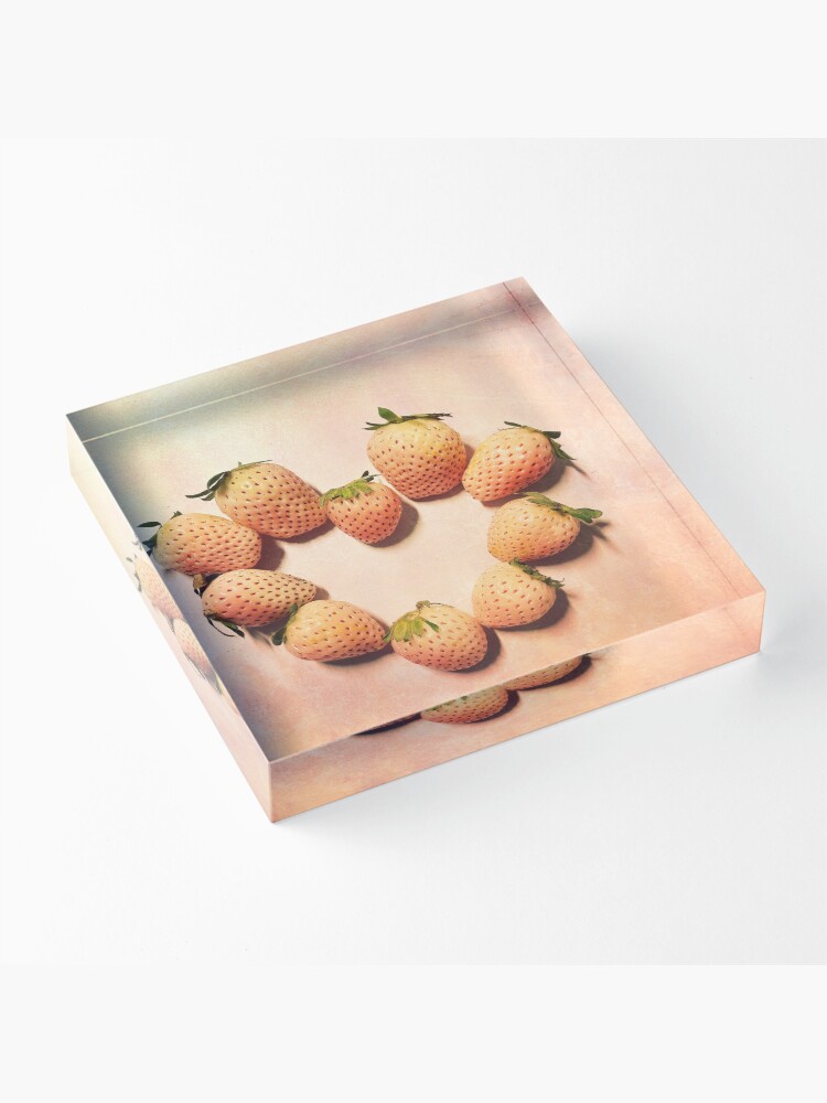Thumbnail 3 of 5, Acrylic Block, Valentines Day - Pink Strawberry Heart designed and sold by OneDayArt.