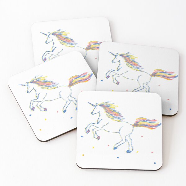 Item preview, Cute Unicorn Painting Fantasy White Horse with Colorful Horse Mane and Pony Tail Illustration - White designed and sold by WASHINGMACHINE’s vacation.