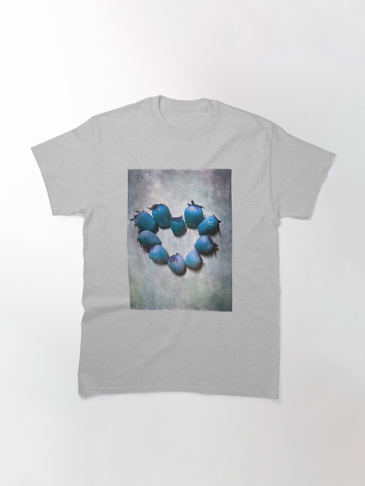 Thumbnail 3 of 7, Classic T-Shirt, Valentines Day - Blue Strawberry Heart designed and sold by OneDayArt.