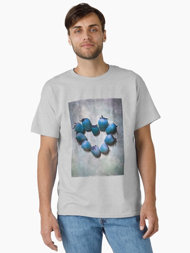 Thumbnail 2 of 7, Classic T-Shirt, Valentines Day - Blue Strawberry Heart designed and sold by OneDayArt.