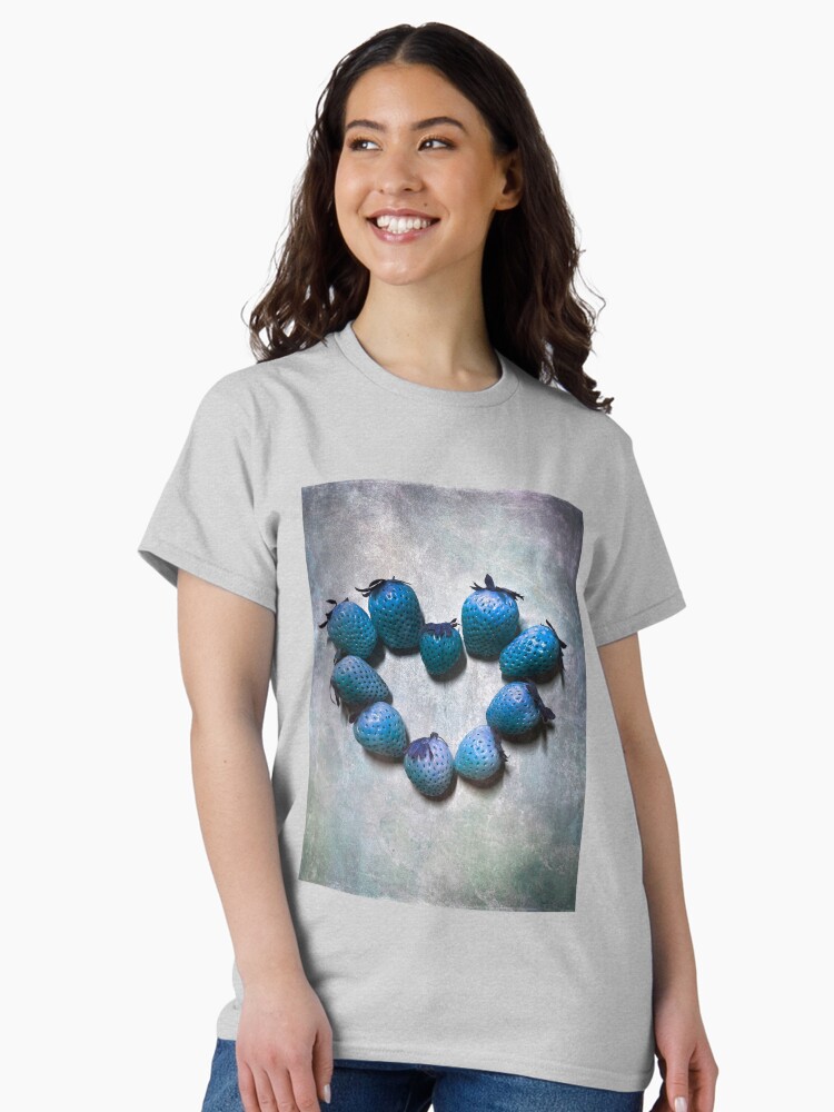 Thumbnail 1 of 7, Classic T-Shirt, Valentines Day - Blue Strawberry Heart designed and sold by OneDayArt.