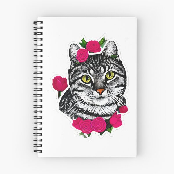 Item preview, Silver tabby in roses designed and sold by AMGstuff.