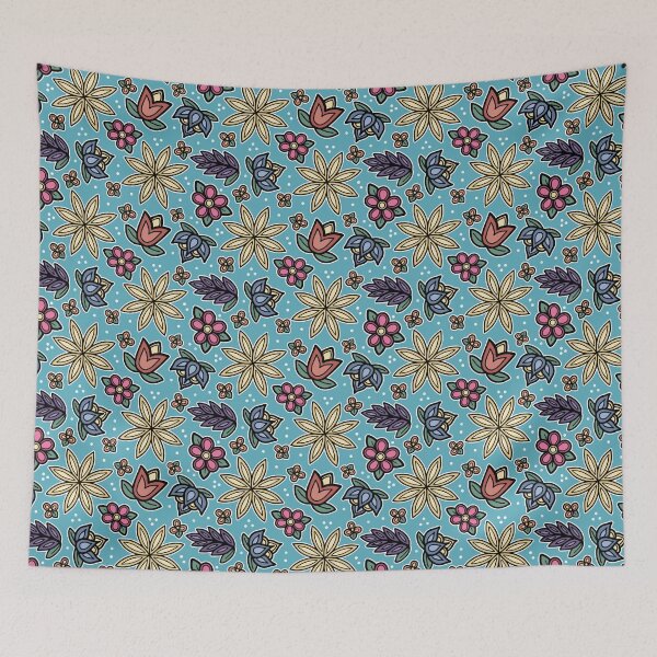 Item preview, Blue Indigenous Flower Pattern designed and sold by WaabigwanGiizis.