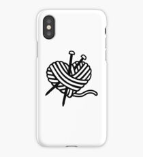 Wool heart knitting needles iPhone Case