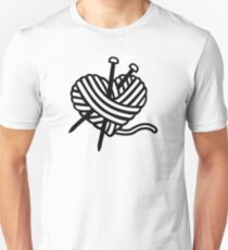 Wool heart knitting needles Unisex T-Shirt