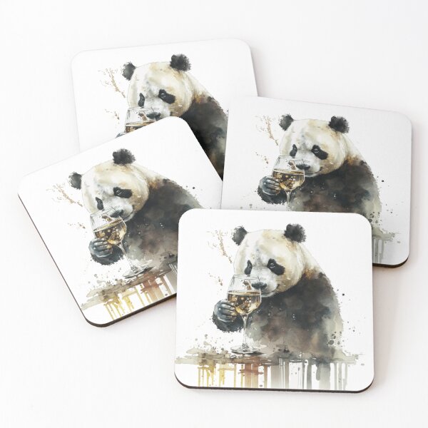 Item preview, Panda drinks wine funny humorous logo designed and sold by FreewayPrint.
