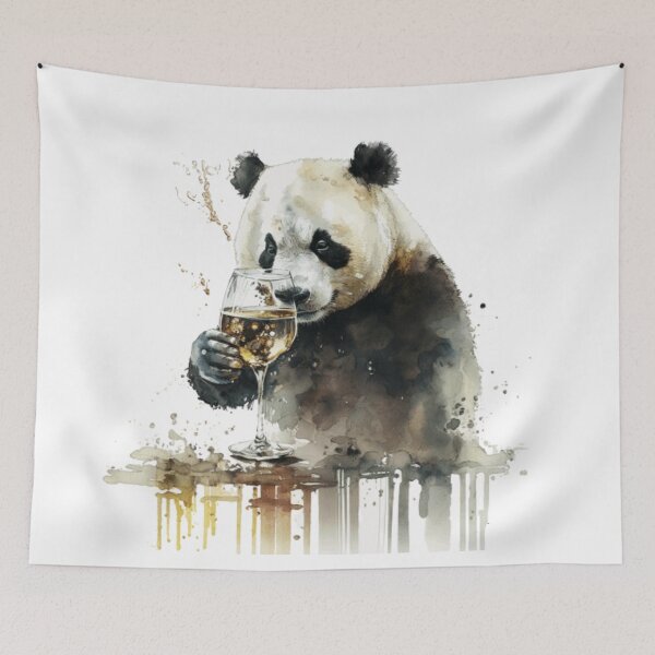 Item preview, Panda drinks wine funny humorous logo designed and sold by FreewayPrint.
