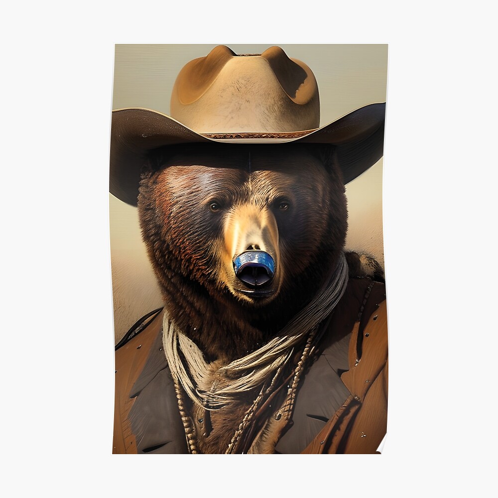 Bear Cowboy Painting' Sticker for Sale by Eli Beckingham