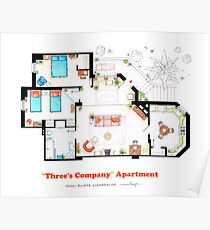 Three's Company Apartment Floorplan Poster