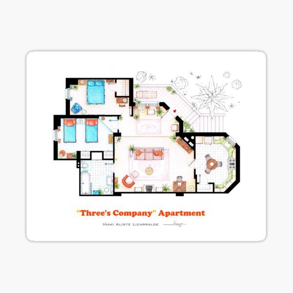 Item preview, Three's Company Apartment Floorplan designed and sold by TV Floorplans & More.