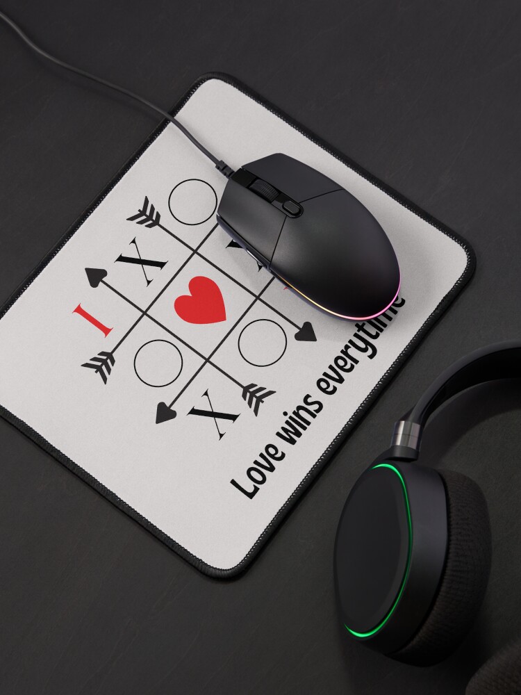 Thumbnail 4 of 5, Mouse Pad, Loves Wins Every time with Noughts and Crosses designed and sold by beanibubs.